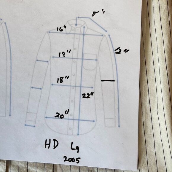 Harley Davidson Spade Pinstripe Shirt Three Quarter Sleeve 2005 Large Vintage - Picture 7 of 7